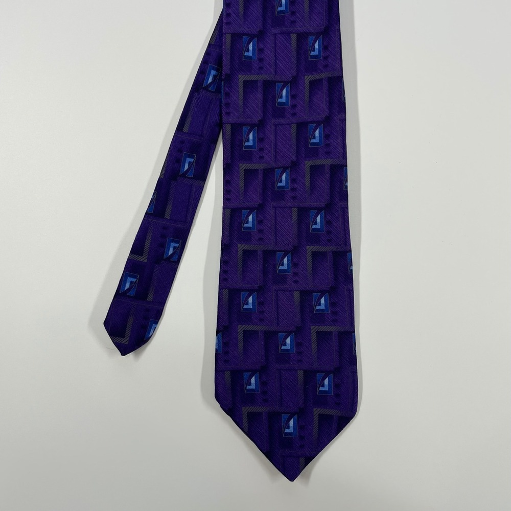 Puritan Purple Geometric Abstract Silk Necktie Mens OS